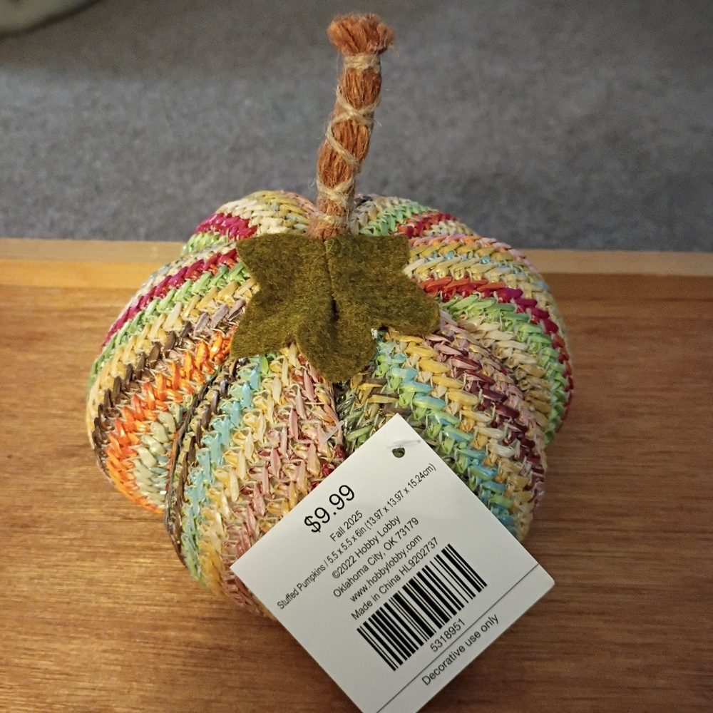 Stuffed Pumpkin, Multi-color, NWT, 5.5"X5.6" - Picture 2 of 2